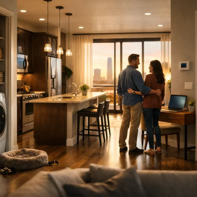 renter comparing apartment features inside a modern Oklahoma City apartment